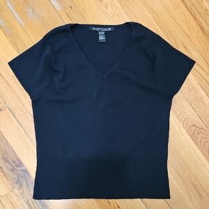Scott Taylor Black Short Sleeve V-Neck Top